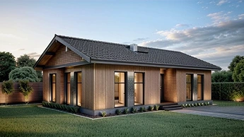 brown small house with big garden