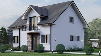 Small white house with garden